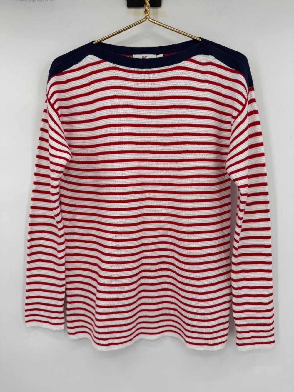 Vineyard Vines Women’s S Red White Striped Cotton Knit Boatneck Sweater